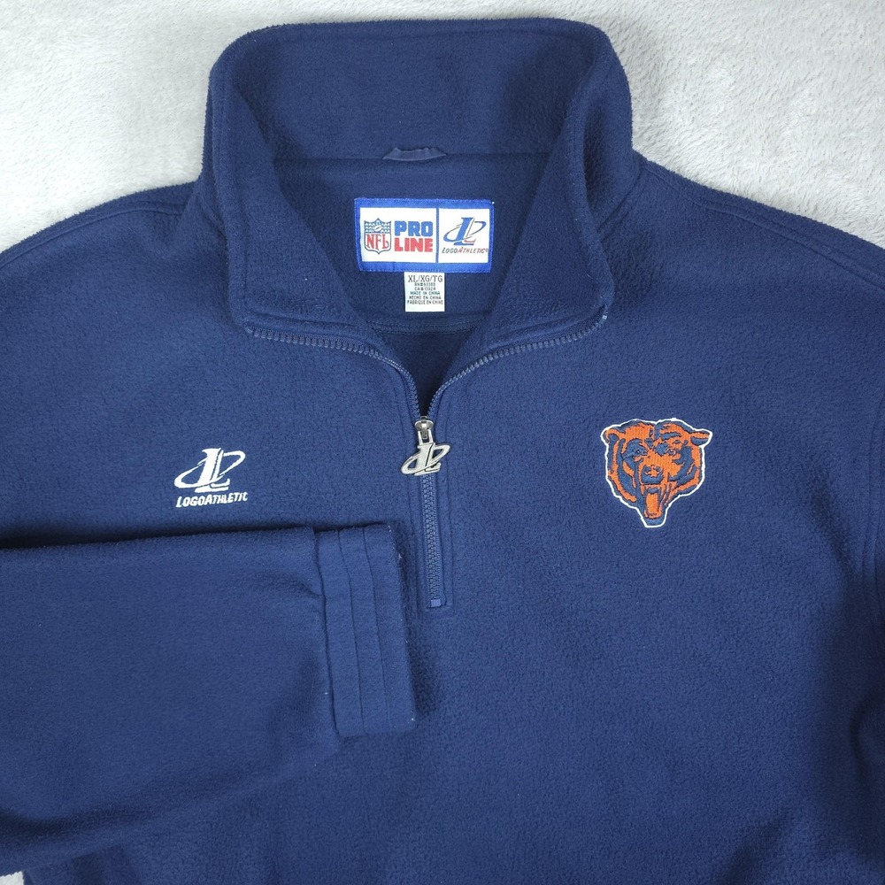 Chicago Bears Sweatshirt Mens XL Blue NFL Football Logo Athletic Fleece 1/4 Zip